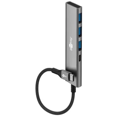 Goobay Slim 4-Port USB Hub, USB-C uz USB-C / USB-A, 5 Gbit / s  |  76562