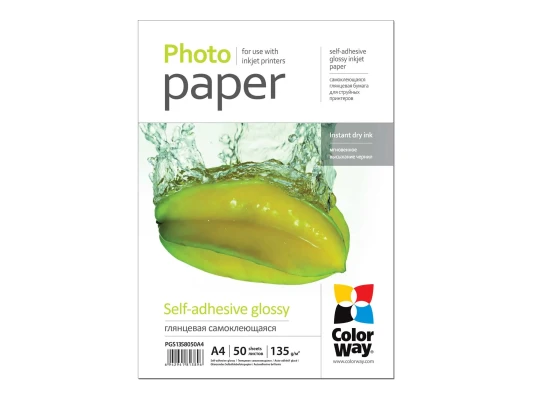 ColorWay foto papīrs, 50 lapas  |  135 g / m²  |  A4  |  Spīdīgs