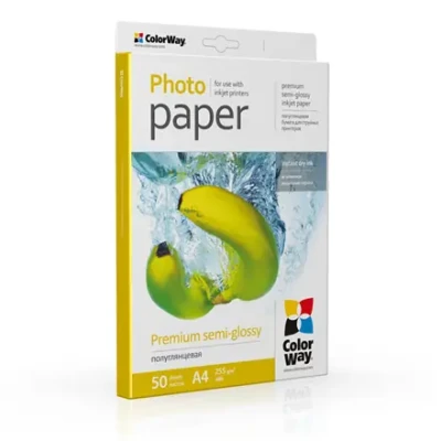 ColorWay foto papīrs, 50 lapas  |  255 g / m²  |  A4  |  Premium pusspīdīgs