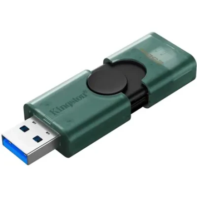 Kingston USB zibatmiņa  |  DataTraveler Duo  |  256 GB  |  USB Type-A un USB Type-C  |  Melns / Zaļš