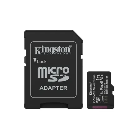 Kingston atmiņas karte  |  Canvas Select Plus  |  1000 GB  |  microSD  |  Flash atmiņas klase Klase 10, UHS-I, U1 / U3, video klase 10 / 30, A1