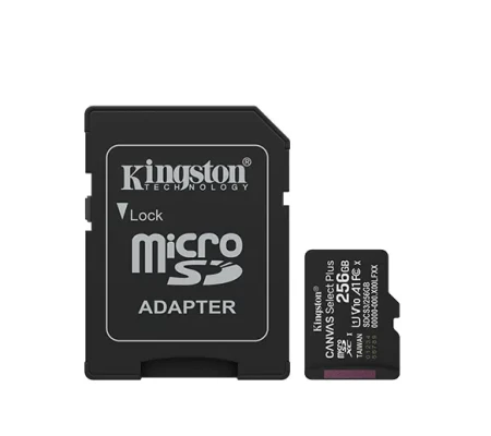 Kingston Canvas Select Plus  |  256 ГБ  |  microSD  |  Класс флэш-памяти Class 10, UHS-I, U1 / U3, видео класс 10 / 30, A1