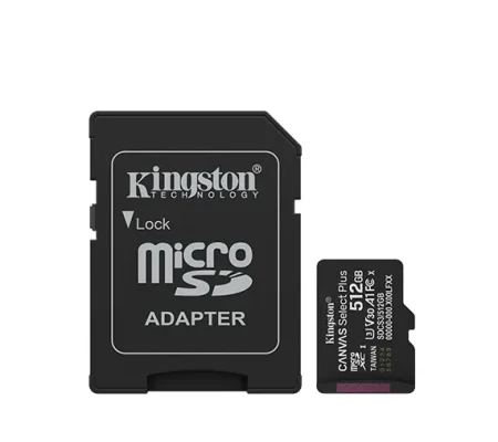 Kingston Canvas Select Plus  |  512 GB  |  microSD  |  Flash atmiņas klase Klase 10, UHS-I, U1 / U3, video klase 10 / 30, A1