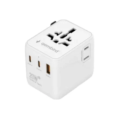 Gembird Universal travel power adapter  |  TPA-1A2C20-01-W  |  20 W  |  Travel Adapter