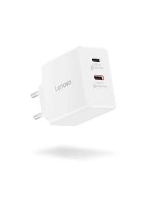 Lenovo Dual USB-C 65W GaN lādētājs  |  USB-C  |  65 W  |  Lādētājs