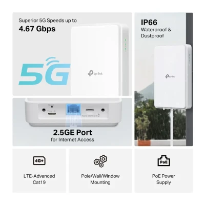 TP-LINK 5G наружный маршрутизатор  |  NE200-Outdoor  |  Поддержка Mesh Нет  |  MU-MiMO Нет  |  5G