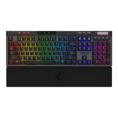 MSI STRIKE PRO WIRELESS  |  Gaming keyboard  |  Wireless  |  US  |  Black  |  2.4 GHz Wireless, Bluetooth, USB 2.0  |  Kailh Midnight Pro Silent Tactile