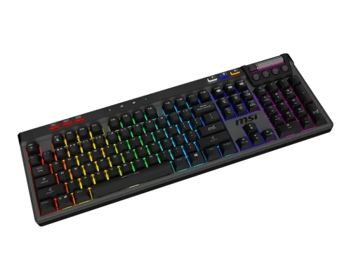 MSI STRIKE PRO WIRELESS  |  Gaming keyboard  |  Wireless  |  US  |  Black  |  2.4 GHz Wireless, Bluetooth, USB 2.0  |  Kailh Midnight Pro Silent Tactile