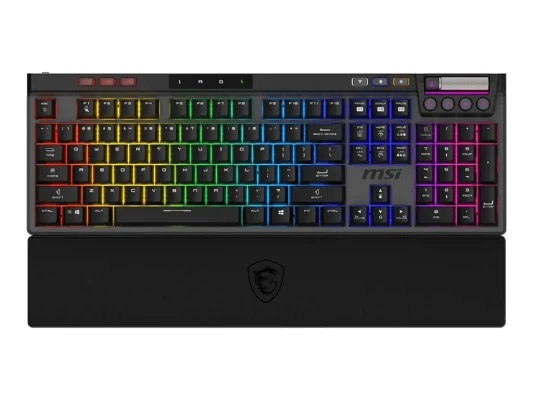 MSI STRIKE PRO WIRELESS  |  Gaming keyboard  |  Wireless  |  US  |  Black  |  2.4 GHz Wireless, Bluetooth, USB 2.0  |  Kailh Midnight Pro Silent Tactile