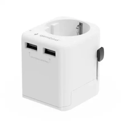 Gembird EU to Universal travel power adapter, 12W  |  TPA-EU2A12-01-W  |  5 V