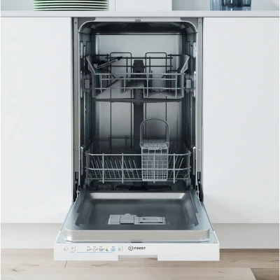 INDESIT Dishwasher  |  IN2ID10CS80  |  Built-in  |  Width 44.8 cm  |  Number of place settings 10  |  Number of programs 5  |  Energy efficiency class D  |  White