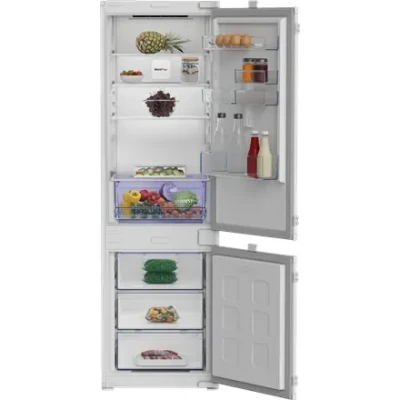 BEKO Refrigerator  |  B3BCNA294HS  |  Energy efficiency class E  |  Built-in  |  Combi  |  Height 177.5 cm  |  No Frost system  |  Fridge net capacity 194 L  |  Freezer net capacity 76 L  |  Display  |  37 dB  |  White