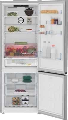 BEKO Refrigerator  |  B3RCNE564HXB  |  Energy efficiency class E  |  Free standing  |  Combi  |  Height 192 cm  |  No Frost system  |  Fridge net capacity 340 L  |  Freezer net capacity 150 L  |  Display  |  39 dB  |  Stainless steel