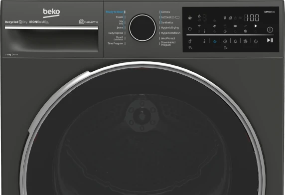 BEKO Dryer Machine  |  B5T89243M  |  Energy efficiency class C  |  Front loading  |  9 kg  |  Heat pump  |  Digital  |  Depth 67 cm  |  Steam function  |  Black
