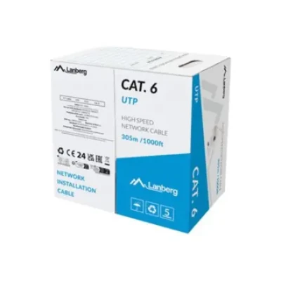 Lanberg  |  LAN Cable Cat.6 305M Solid CCA Grey Fluke Passed  |  LCU6-15CC-0305-S