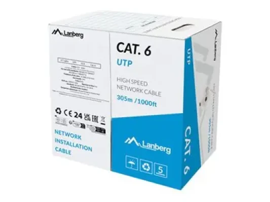 Lanberg  |  LAN Cable Cat.6 305M Solid CCA Grey Fluke Passed  |  LCU6-15CC-0305-S