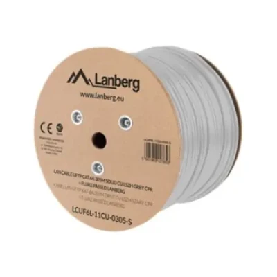 Lanberg  |  LAN Cable CAT.6A UFTP 305M Solid CU LSZH Grey CPR + Fluke Passed  |  LCUF6L-11CU-0305-S