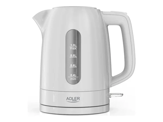 Adler Kettle  |  AD 1380w  |  Electric  |  2200 W  |  1 L  |  Polypropylene  |  360° rotational base  |  White