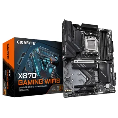 Gigabyte X870 GAMING WF6  |  Processor family AMD  |  Processor socket AM5  |  DDR5  |  Supported hard disk drive interfaces M.2, SATA  |  Number of SATA connectors 4