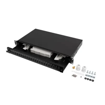 Lanberg Rackmount 19" 1U Fiber Patch panel 24xSC Simplex / 24XLC Duplex Black with Accessories  |  FOP1-24SS-LDB