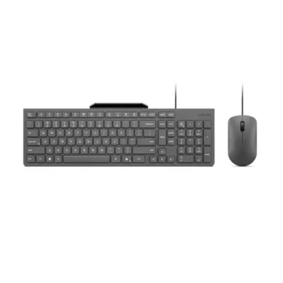 Lenovo 310 USB-A Wired Combo US English  |  Keyboard and Mouse Set  |  Wired  |  Mouse included  |  US English  |  Luna Grey