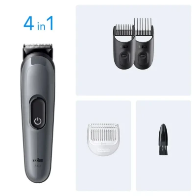 Braun 4-in-1 kopšanas komplekts  |  Viss vienā sērija 3 AIO3500  |  Bezvadu  |  Garuma posmu skaits 14  |  Melns