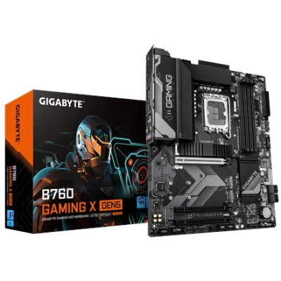 Gigabyte B760 GAMING X GEN5  |  Processor family Intel  |  Processor socket LGA1700  |  DDR5  |  Supported hard disk drive interfaces M.2, SATA  |  Number of SATA connectors 4