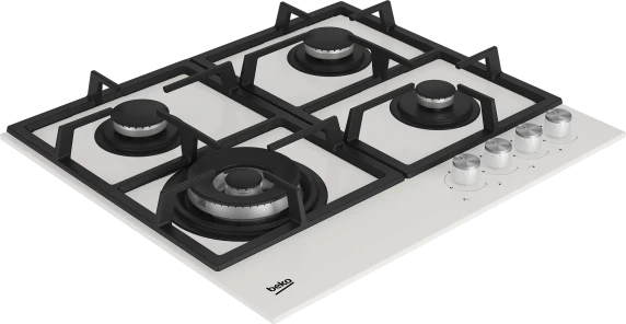 BEKO Hob  |  HILW64225SW  |  Gas  |  Number of burners / cooking zones 4  |  Knob  |  White