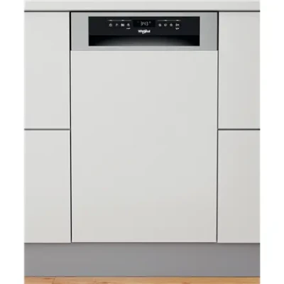 Whirlpool Dishwasher  |  WSBO 3O34 PF X  |  Built-in  |  Width 45 cm  |  Number of place settings 10  |  Number of programs 8  |  Energy efficiency class D  |  Display  |  Stainless steel