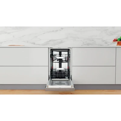 Whirlpool Dishwasher  |  WSBO 3O34 PF X  |  Built-in  |  Width 45 cm  |  Number of place settings 10  |  Number of programs 8  |  Energy efficiency class D  |  Display  |  Stainless steel