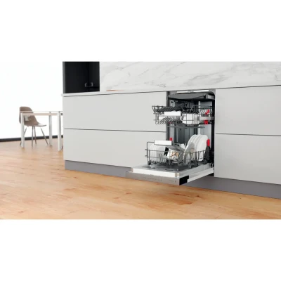 Whirlpool Dishwasher  |  WSBO 3O34 PF X  |  Built-in  |  Width 45 cm  |  Number of place settings 10  |  Number of programs 8  |  Energy efficiency class D  |  Display  |  Stainless steel