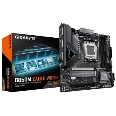 Gigabyte B850M EAGLE WF6E  |  Processor family AMD  |  Processor socket AM5  |  DDR5  |  Supported hard disk drive interfaces SATA, M.2  |  Number of SATA connectors 4
