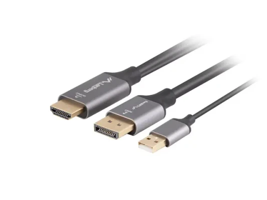 Lanberg HDMI (M) uz Displayport (M) kabelis 4K, Melns  |  CA-HDDP-20CU-0018-BK  |  1.8 m