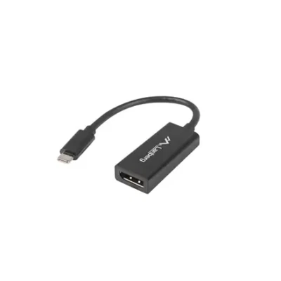 Lanberg USB-C (M) 3.1 to Displayport (F) Adapter cable 15cm, Black  |  AD-UC-DP-01