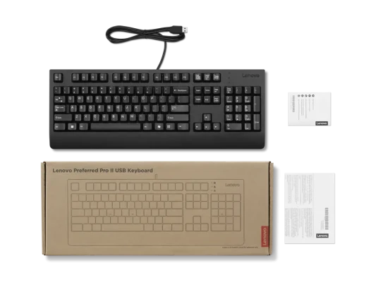 Lenovo Preferred Pro II USB Keyboard-US Euro  |  Keyboard  |  Wired  |  US Euro  |  Black  |  USB-A