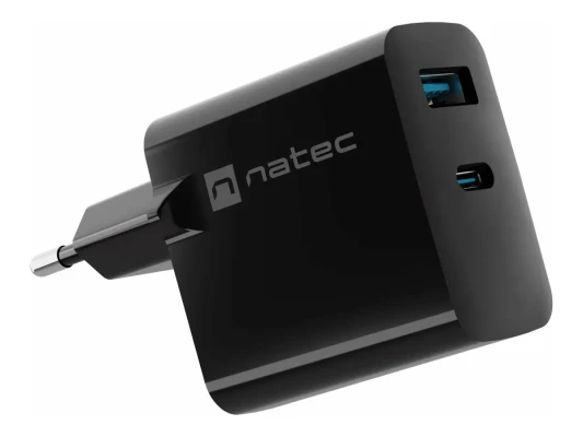 Natec Ribera USB Charger, 1x USB-A, 1x USB-C, 45 W  |  NUC-2143