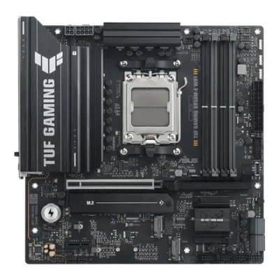 Asus TUF GAMING B850M-E WIFI  |  Processor family AMD  |  Processor socket AM5  |  DDR5  |  Supported hard disk drive interfaces SATA, M.2  |  Number of SATA connectors 4