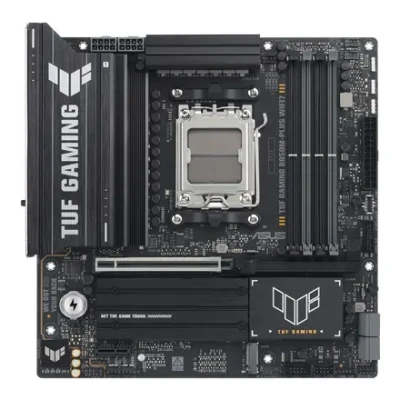 Asus TUF GAMING B850M-PLUS WIFI7  |  Processor family AMD  |  Processor socket AM5  |  DDR5  |  Supported hard disk drive interfaces SATA, M.2  |  Number of SATA connectors 4