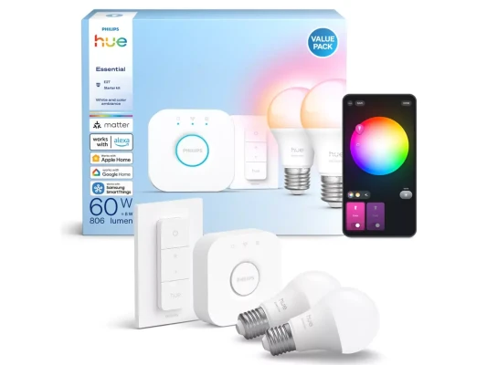 Philips Hue E WCA 806 A60 2kit SW EU  |  E27  |  8 W  |  16 million colors, White and colored light