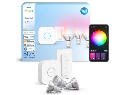 Philips Hue E WCA 345 GU10 3kit SW EU  |  GU10  |  4.7 W  |  16 miljoni krāsu, baltā un krāsainā gaismā