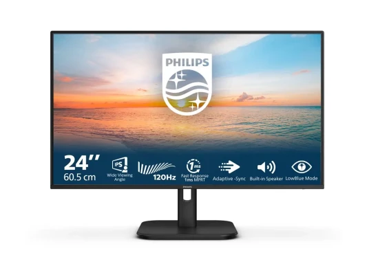 Philips  |  24E1N1200A / 00  |  23.8 "  |  IPS  |  16:9  |  120 Гц  |  4 мс  |  1920 x 1080 пикселей  |  300 кд / м²  |  Количество HDMI портов 1  |  Черный