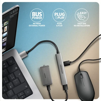 AXAGON ALU STRIP USB-A 4 port hub  |  HUE-STA