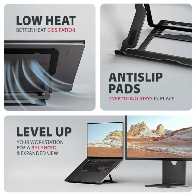AXAGON STND-LAB stand for laptops and tablets  |  Adjustable Height, Angle  |  10-17.3 "  |  Maximum weight (capacity) 20 kg  |  Black