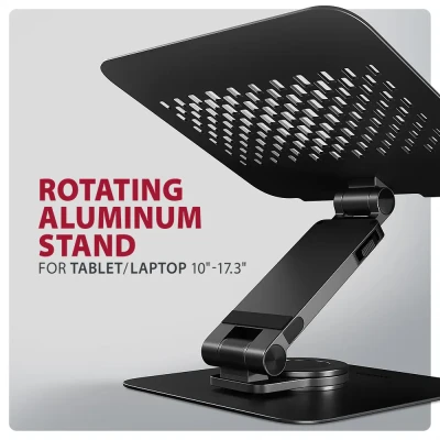 AXAGON STND-LRB stand with 360° rotation for laptops and tablets  |  Adjustable Height, Angle  |  10-17.3 "  |  Maximum weight (capacity) 5 kg  |  Black