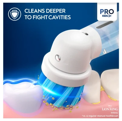 Braun  |  Electric Toothbrush  |  Vitality PRO Kids 3+ Lion King  |  Rechargeable  |  For children  |  Number of brush heads included 1  |  Number of teeth brushing modes 2