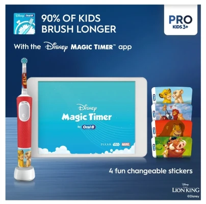 Braun  |  Electric Toothbrush  |  Vitality PRO Kids 3+ Lion King  |  Rechargeable  |  For children  |  Number of brush heads included 1  |  Number of teeth brushing modes 2