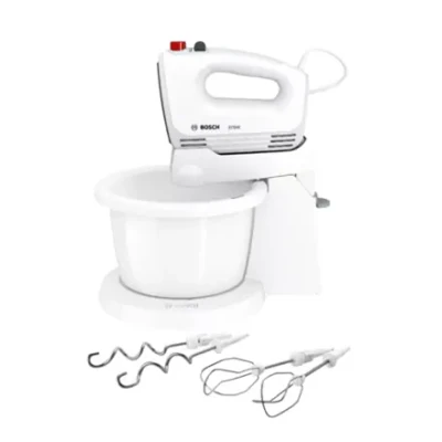 Bosch  |  Mixer  |  CleverMixx MFQ2600G  |  Mixer with bowl  |  375 W  |  Number of speeds 4  |  Turbo mode  |  White