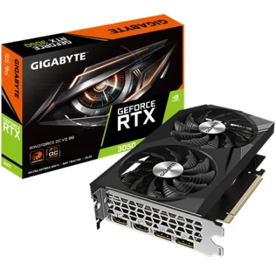 Gigabyte  |  GV-N3050WF2OCV2-8GD  |  NVIDIA  |  8 GB  |  GeForce RTX 3050  |  GDDR6  |  HDMI portu skaits 2  |  PCI-E 4.0  |  Atmiņas pulksteņa ātrums 1792 MHz