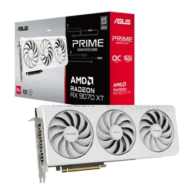 Asus Prime Radeon RX 9070 XT White OC Edition 16GB GDDR6  |  AMD  |  16 GB  |  Radeon RX 9070 XT  |  GDDR6  |  HDMI ports quantity 1  |  PCI Express 5.0