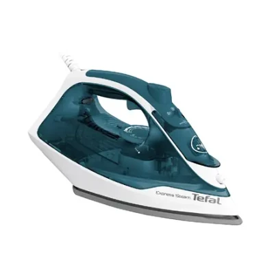 TEFAL  |  FV2839E0  |  Steam Iron  |  2400 W  |  Water tank capacity 270 ml  |  Continuous steam 40 g / min  |  Steam boost performance 185 g / min  |  Blue / White
